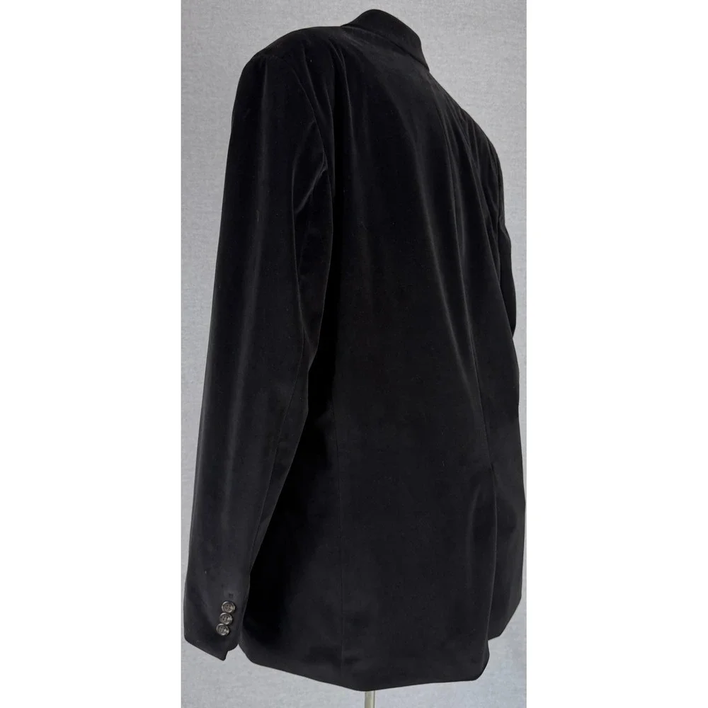 Chaps Mens Black Velvet Blazer Jacket Paisley Lining Two Button 48T Tall